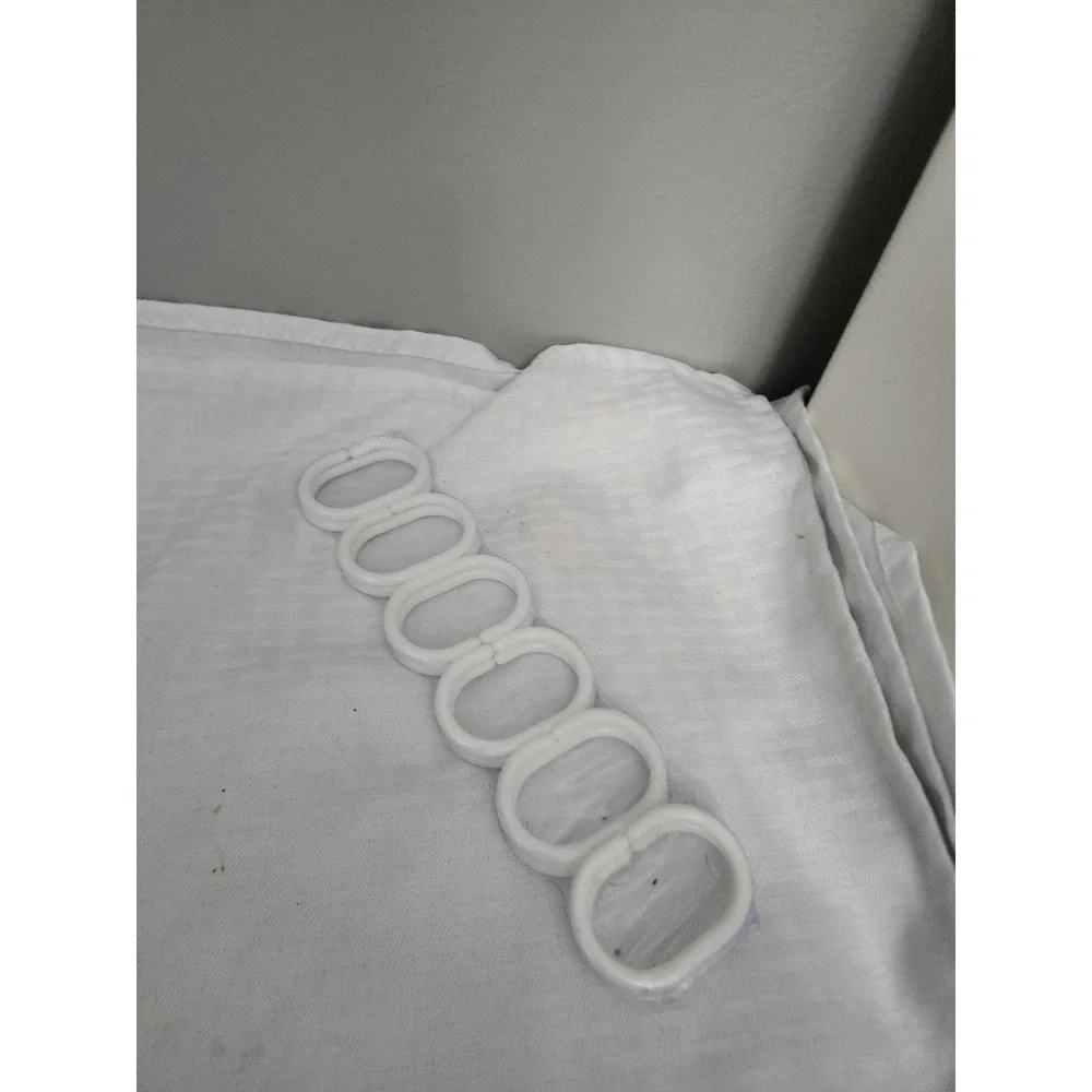White Plastic Shower Curtain Rings Oval Hooks C-Shape 6 Pack Bathroom Hardware